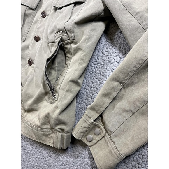 Diesel Jacket Mens Medium Beige Military Cotton Field Utility Button Pockets - Picture 3 of 14